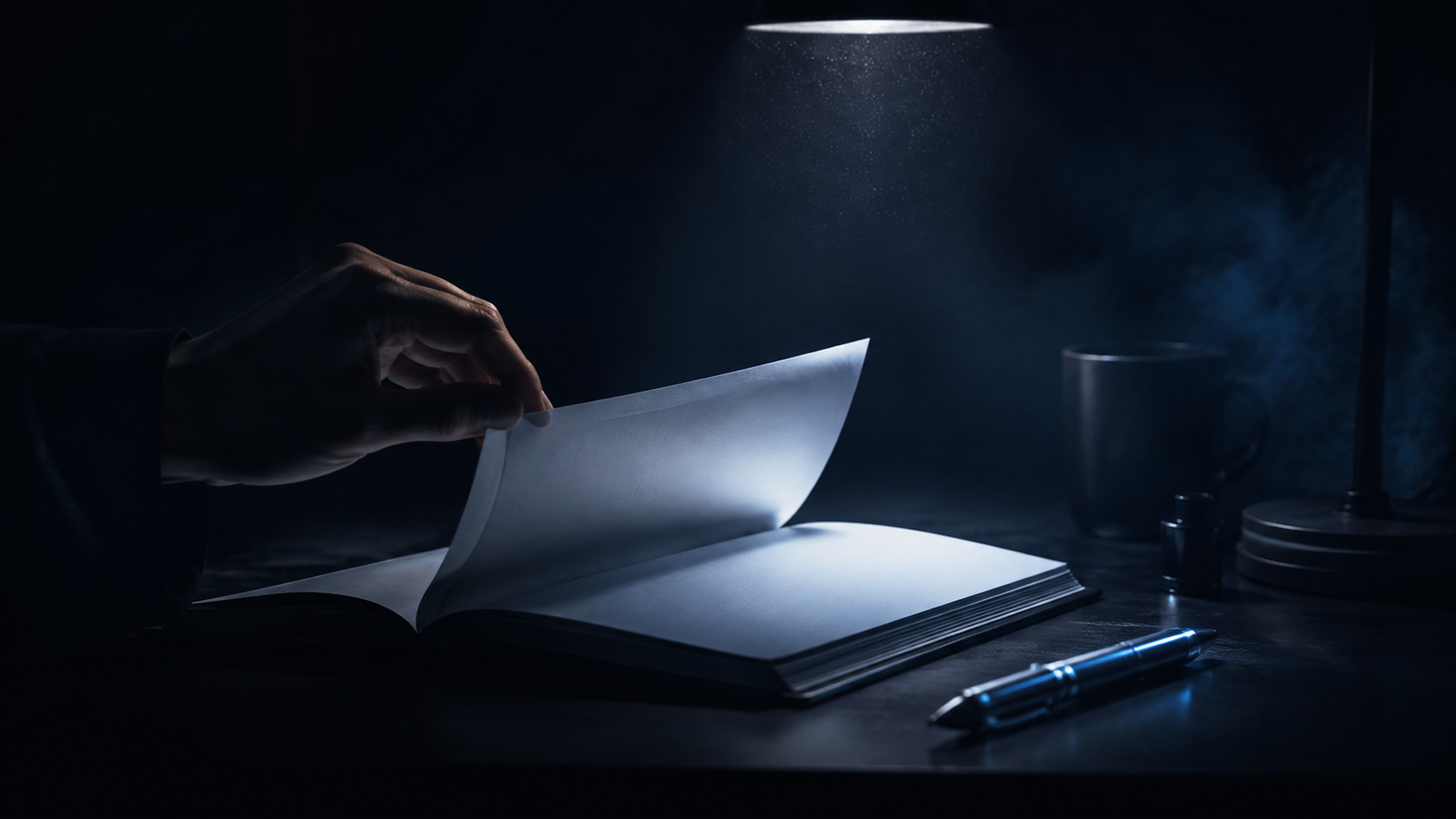 Hand blättert in einem Notizbuch – Blog