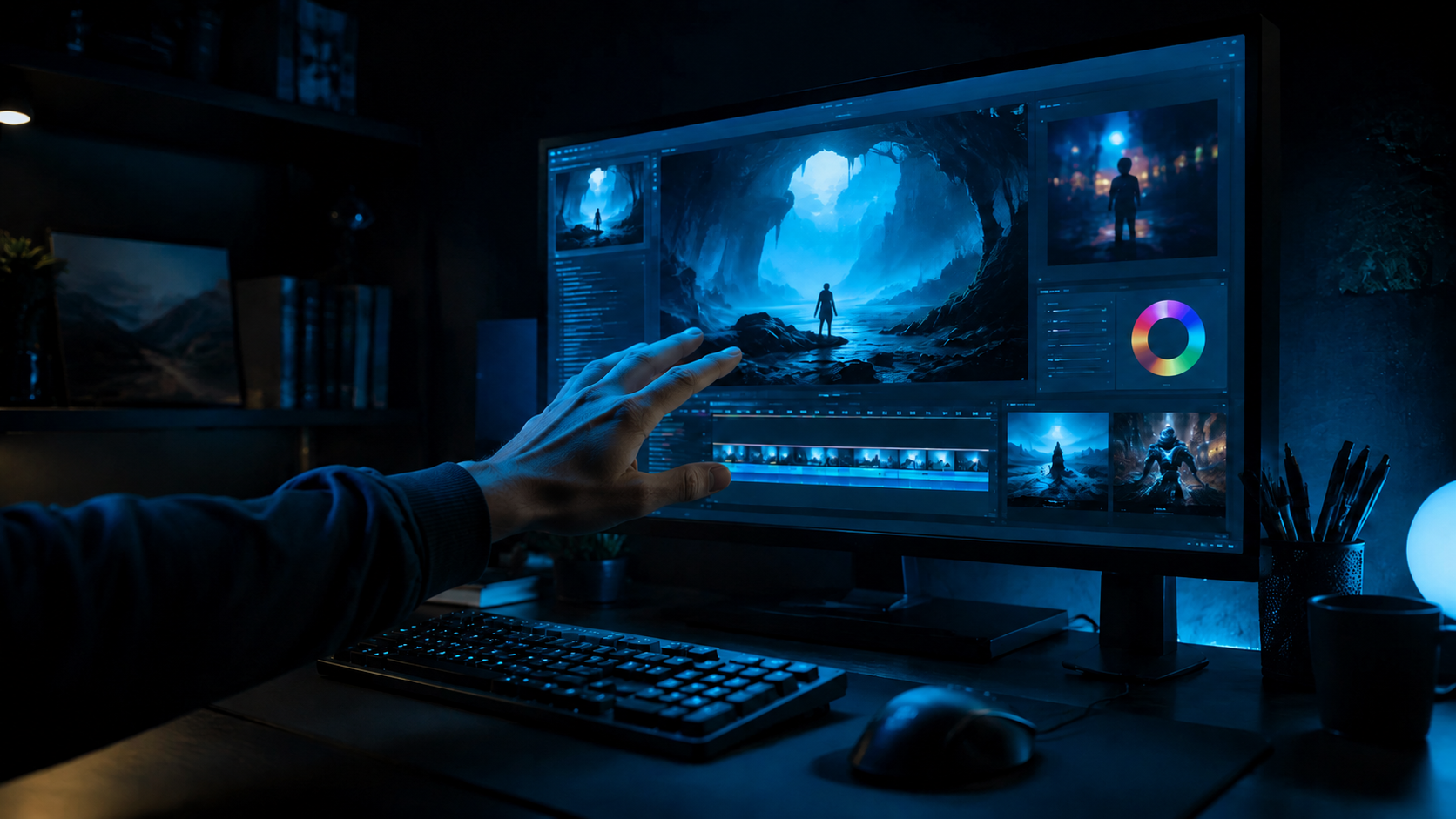 Hand vor einem PC-Bildschirm – Hobbys